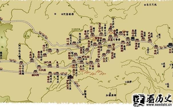 张骞出使西域 路线图